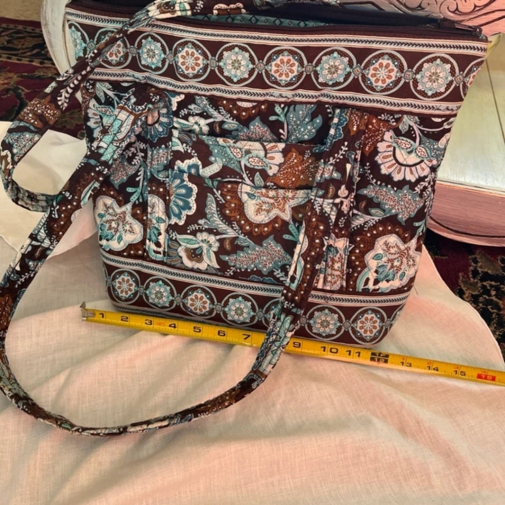Floral Patterned Brown and Blue Tote Bag, Vera Bradley